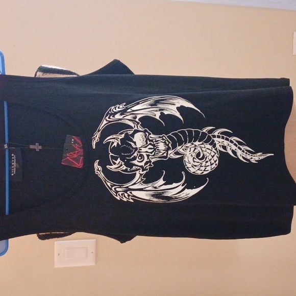KILLSTAR RAYN N HELL 3X BLACK SHORT-SLEEVED TANK TOP GARGOYAL - Picture 7 of 11